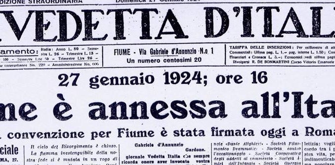 100 anni fa l'annessione di Fiume all'Italia