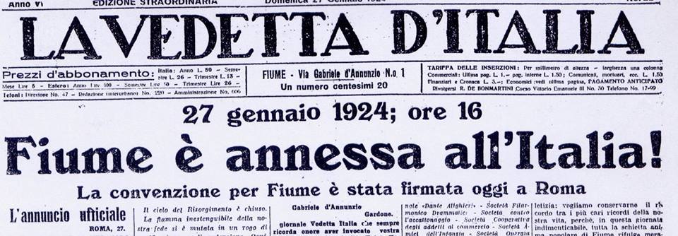 100 anni fa l’annessione di Fiume all’Italia